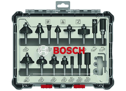 Bosch Powertool Accessories PRO Router Bit Mixed Set, 15 Piece Bosch Powertool Accessories - RockBottom Northampton