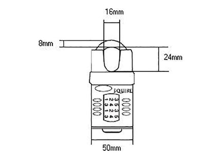 Squire CP50CS Combination Padlock 4-Wheel Closed Shackle 50mm Squire - RockBottom Nothampton