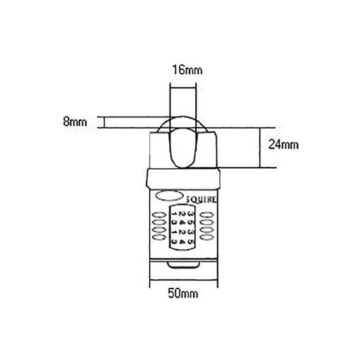 Squire CP50CS Combination Padlock 4-Wheel Closed Shackle 50mm Squire - RockBottom Nothampton