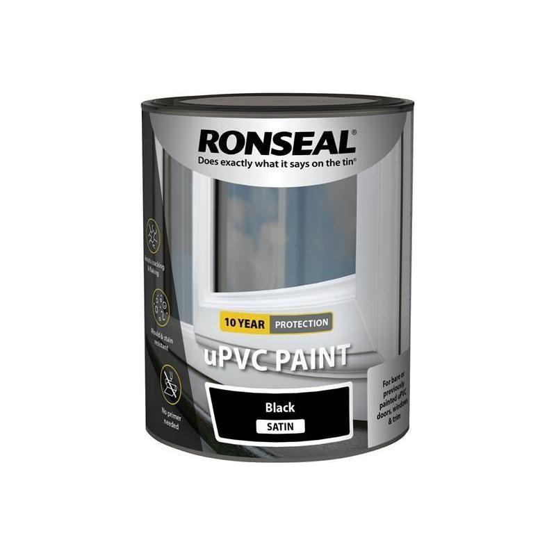 Ronseal uPVC Paint Black Satin 750ml Ronseal - RockBottom Nothampton
