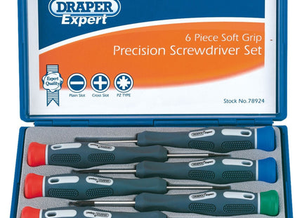 Draper Soft Grip Precision Screwdriver Set (6 Piece) 78924 Draper - Town Tools 