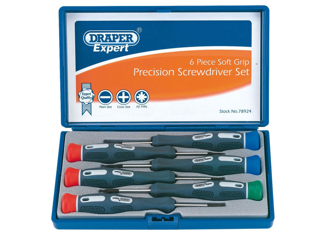 Draper Soft Grip Precision Screwdriver Set (6 Piece) 78924 Draper - Town Tools 