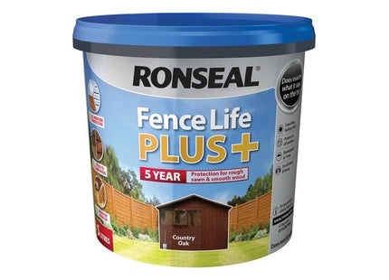 Ronseal Fence Life Plus+ Country Oak 5 litre Ronseal - RockBottom Nothampton