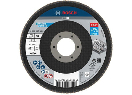 Bosch Powertool Accessories PRO X571 Flap Disc, Angled 115 x 22.23 x G60 Bosch Powertool Accessories - RockBottom Northampton