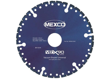 MEXCO VBX90 Grade Universal Diamond Blade 125 x 22mm MEXCO - RockBottom Northampton