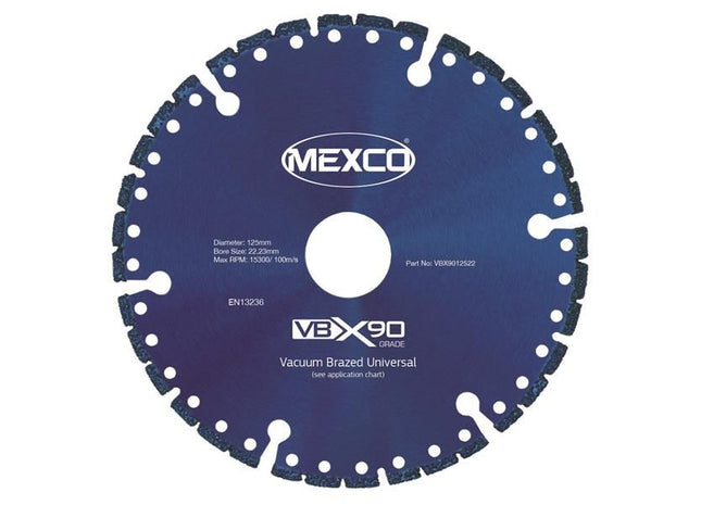 MEXCO VBX90 Grade Universal Diamond Blade 125 x 22mm MEXCO - RockBottom Northampton