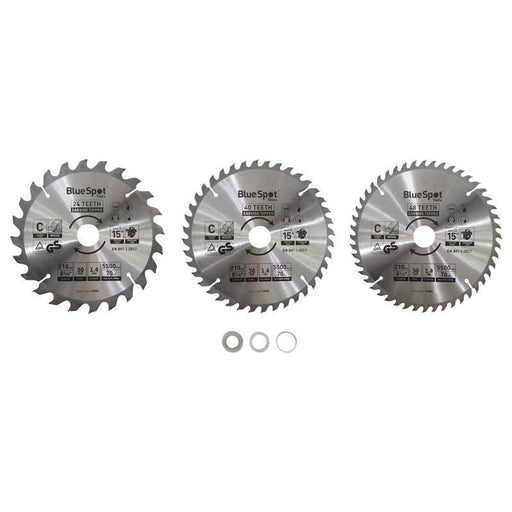 Bluespot Tools 210mm Circular Saw Blade Set, 3 Piece BlueSpot Tools - RockBottom Northampton
