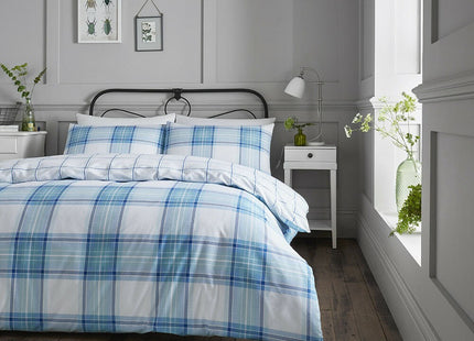 Elgin Check Blue Double Duvet Cover Set