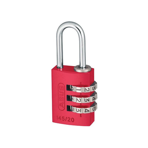 Abus Mechanical 145/20 20mm Aluminium Combination Padlock Red 46569 ABUS Mechanical - RockBottom Northampton 