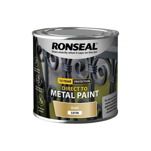 Ronseal Direct to Metal Paint Gold Satin 250ml Ronseal - RockBottom Nothampton