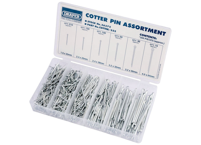Draper Split Pin Assortment (555 Piece) 56375 Draper - Town Tools 