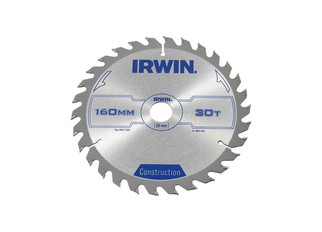 Irwin® Construction Circular Saw Blade 160 x 20mm x 30T ATB IRWIN® - RockBottom Northampton