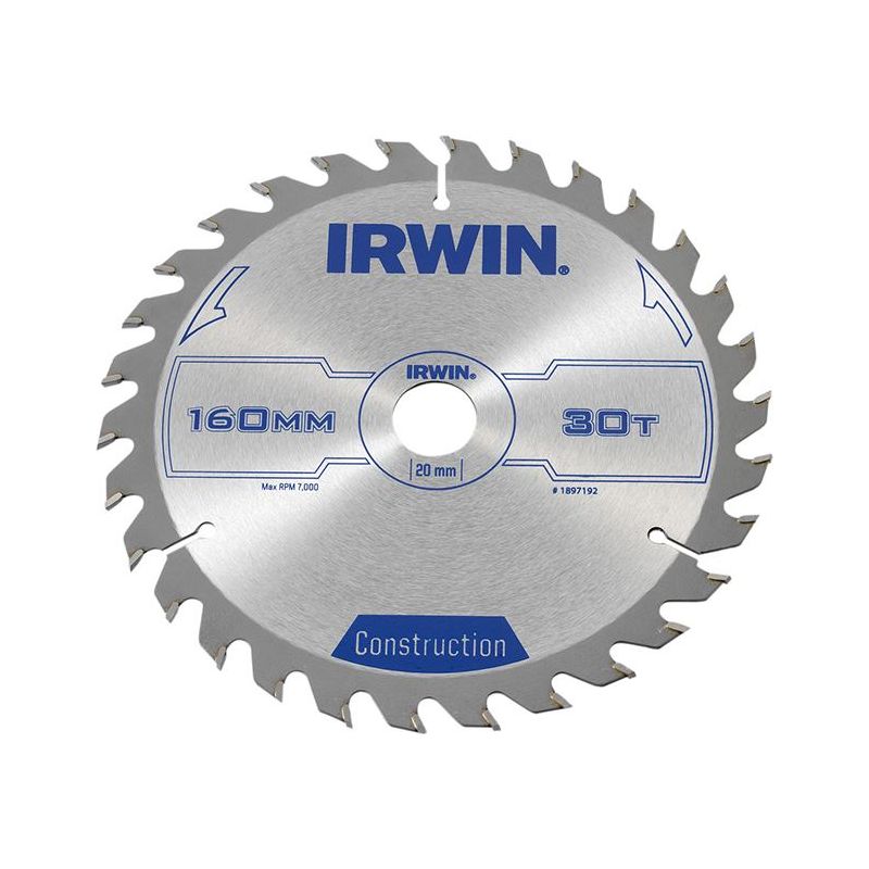 Irwin® Construction Circular Saw Blade 160 x 20mm x 30T ATB IRWIN® - RockBottom Northampton