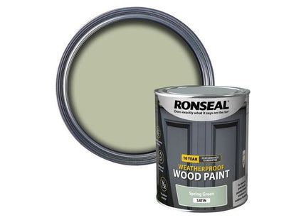 Ronseal 10 Year Weatherproof Wood Paint Spring Green Satin 750ml Ronseal - RockBottom Nothampton
