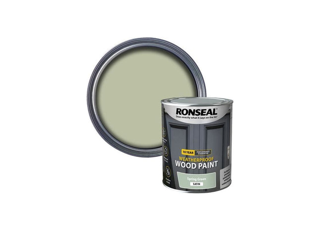 Ronseal 10 Year Weatherproof Wood Paint Spring Green Satin 750ml Ronseal - RockBottom Nothampton