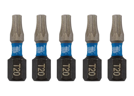 Draper Expert TX-STAR Impact Screwdriver Bits, T20 x 25mm, 1/4" Hex (Pack of 5) Draper - Town Tools 