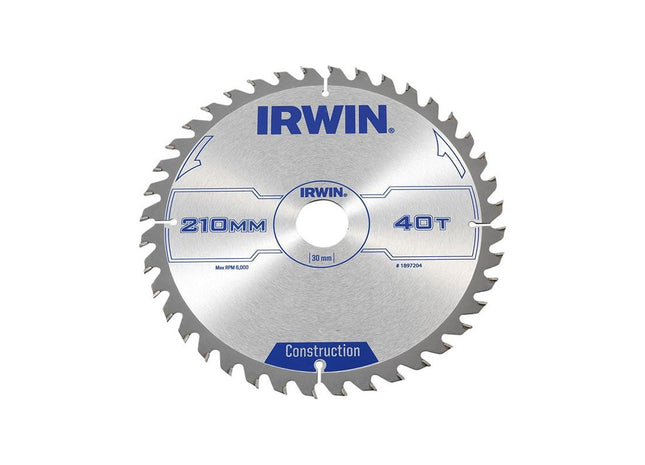 Irwin® Construction Circular Saw Blade 210 x 30mm x 40T ATB IRWIN® - RockBottom Northampton