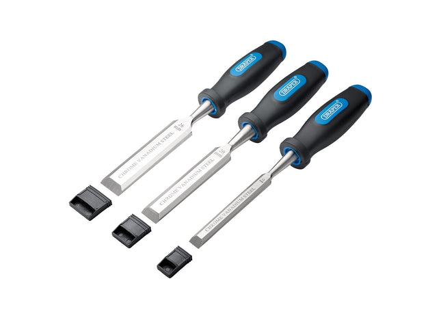 Draper Soft Grip Bevel Edge Wood Chisel Set (3 Piece) Draper - Town Tools