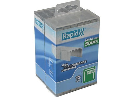 Rapid 140/12 12mm Galvanised Staples (Poly Pack 5000) Rapid - RockBottom Nothampton