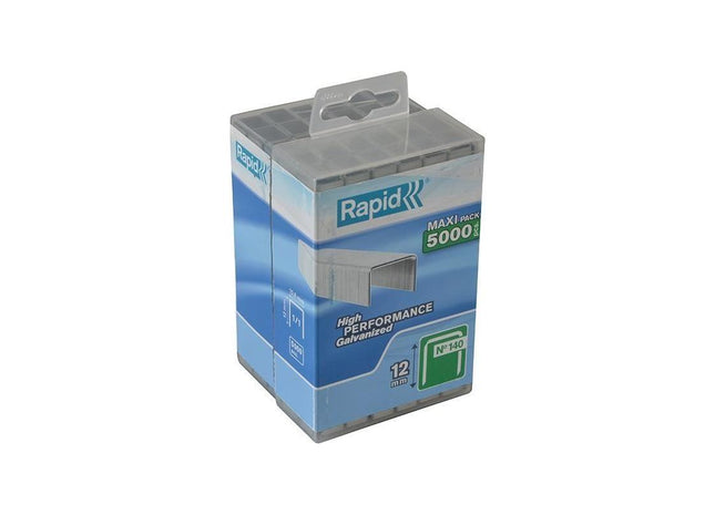 Rapid 140/12 12mm Galvanised Staples (Poly Pack 5000) Rapid - RockBottom Nothampton
