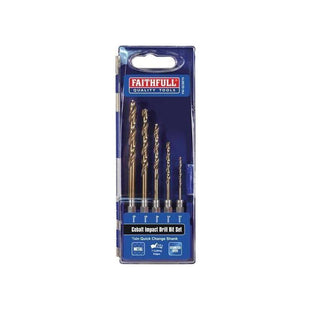 Faithfull HSSE M35 Cobalt Quick-Change Impact Drill Bit Set, 5 Piece Faithfull - RockBottom Northampton