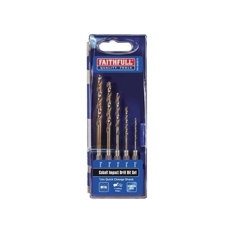 Faithfull HSSE M35 Cobalt Quick-Change Impact Drill Bit Set, 5 Piece Faithfull - RockBottom Northampton