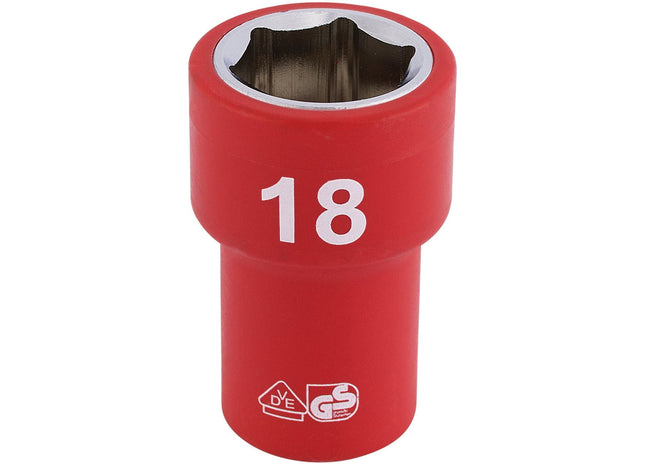 Draper Fully Insulated VDE Socket, 3/8" Sq. Dr., 18mm 31724 Draper - Town Tools 