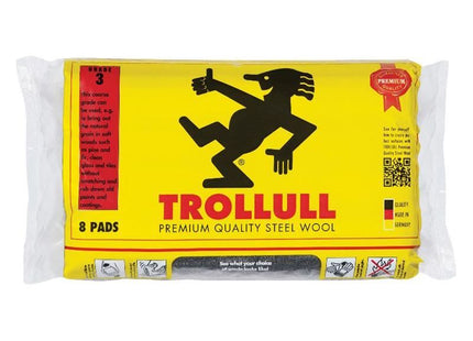 Trollull Extra Large Steel Wool Pads Grade 3 (Pack 8) Trollull - RockBottom Northampton