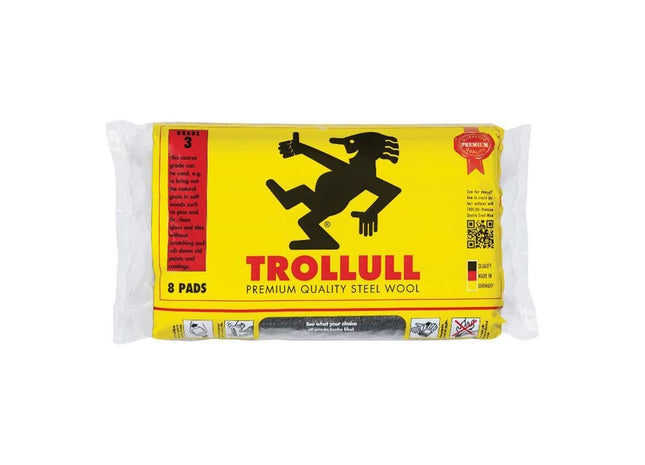 Trollull Extra Large Steel Wool Pads Grade 3 (Pack 8) Trollull - RockBottom Northampton