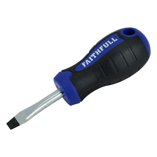 Faithfull Soft Grip Stubby Screwdriver Flared Slotted Tip 6.5 x 38mm Faithfull - RockBottom Northampton
