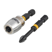 Dewalt Power Tools Impact Torsion Bits PH2 x 50mm (x2) and Magnetic Screwlock Sleeve DeWALT Power Tools - RockBottom Northampton