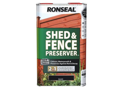 Ronseal Shed & Fence Preserver Black 5 litre Ronseal - RockBottom Nothampton