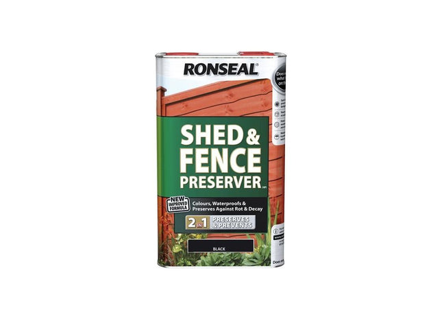 Ronseal Shed & Fence Preserver Black 5 litre Ronseal - RockBottom Nothampton