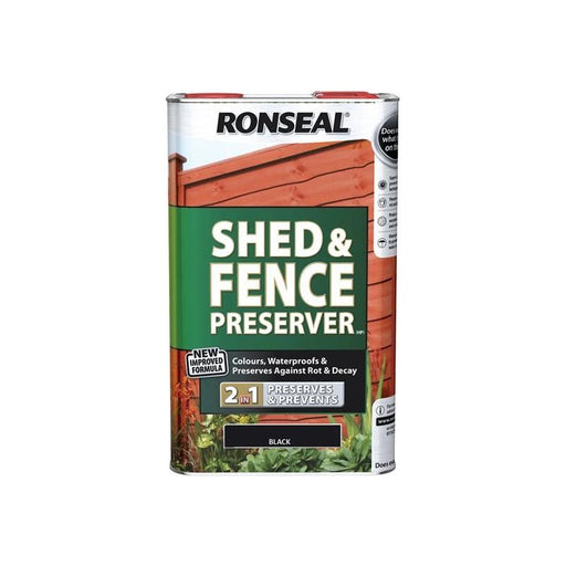 Ronseal Shed & Fence Preserver Black 5 litre Ronseal - RockBottom Nothampton