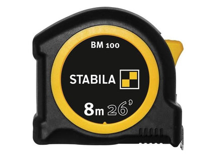 Stabila BM 100 Compact Pocket Tape 8m/26ft (Width 25mm) Stabila - RockBottom Nothampton