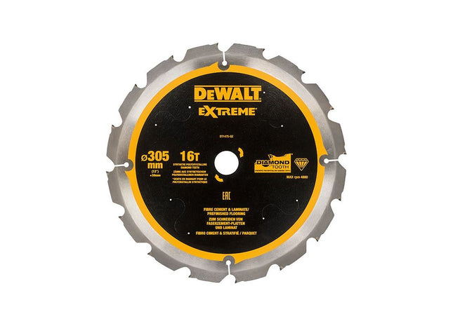 Dewalt Power Tools Extreme PCD Fibre Cement Saw Blade 305 x 30mm x 16T DeWALT Power Tools - RockBottom Northampton