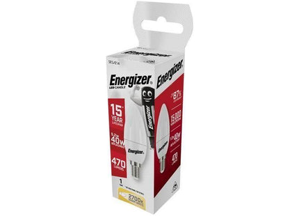 Energizer® LED SES (E14) Opal Candle Non-Dimmable Bulb, Warm White 470 lm 5.2W Energizer® - RockBottom Northamptin