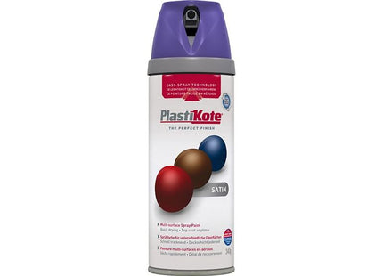 Plastikote Twist & Spray Satin Sumptuous Purple 400ml PlastiKote - RockBottom Nothampton