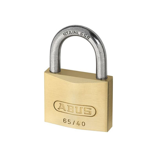 Abus Mechanical 65IB/50mm Brass Padlock Stainless Steel Shackle Keyed Alike 6504 ABUS Mechanical - RockBottom Northampton 