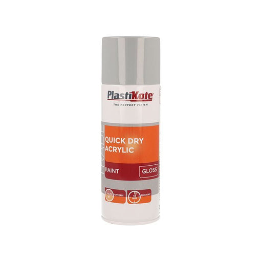 Plastikote Trade Quick Dry Acrylic Spray Paint Gloss Grey 400ml PlastiKote - RockBottom Nothampton
