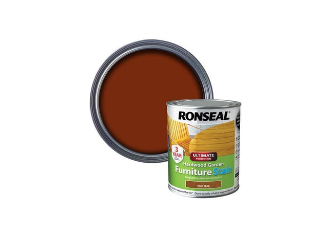 Ronseal Ultimate Protection Hardwood Garden Furniture Stain Rich Teak 750ml Ronseal - RockBottom Nothampton