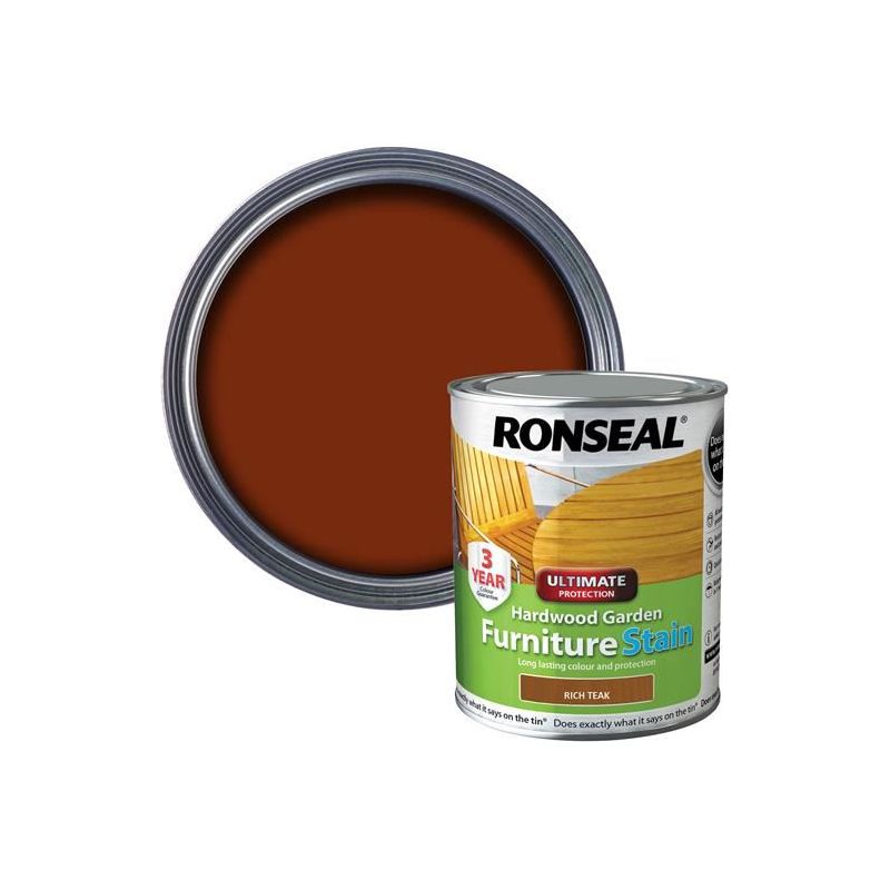 Ronseal Ultimate Protection Hardwood Garden Furniture Stain Rich Teak 750ml Ronseal - RockBottom Nothampton