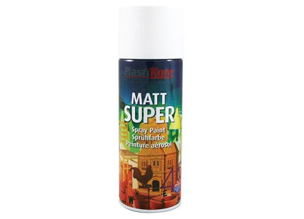 Plastikote Super Spray Matt White RAL 9016 400ml PlastiKote - RockBottom Nothampton