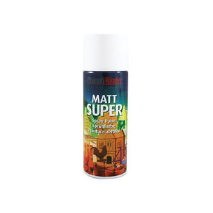 Plastikote Super Spray Matt White RAL 9016 400ml PlastiKote - RockBottom Nothampton