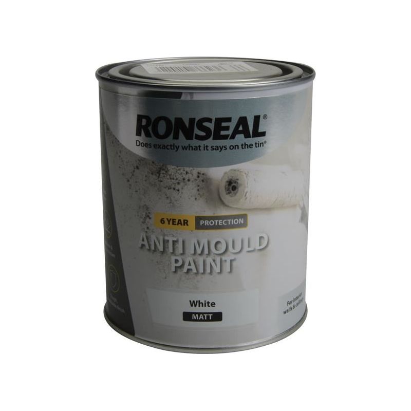 Ronseal 6 Year Anti Mould Paint White Matt 750ml Ronseal - RockBottom Nothampton