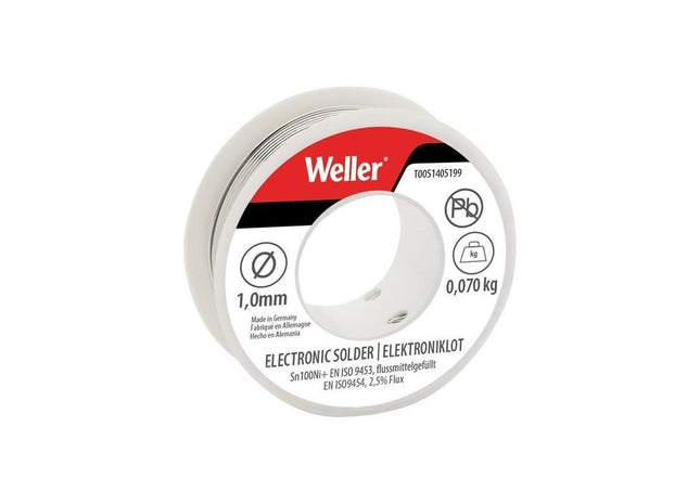 Weller Electronic Lead-Free Solder Sn100Ni100+, 1mm 70g Weller - RockBottom Northampton