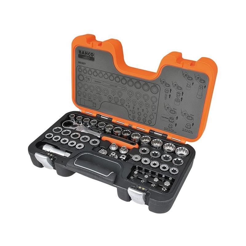 Bahco S530T 1/2in Drive Pass-Through Socket Set, 53 Piece Bahco - RockBottom Northampton