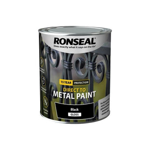 Ronseal Direct to Metal Paint Black Gloss 750ml Ronseal - RockBottom Nothampton