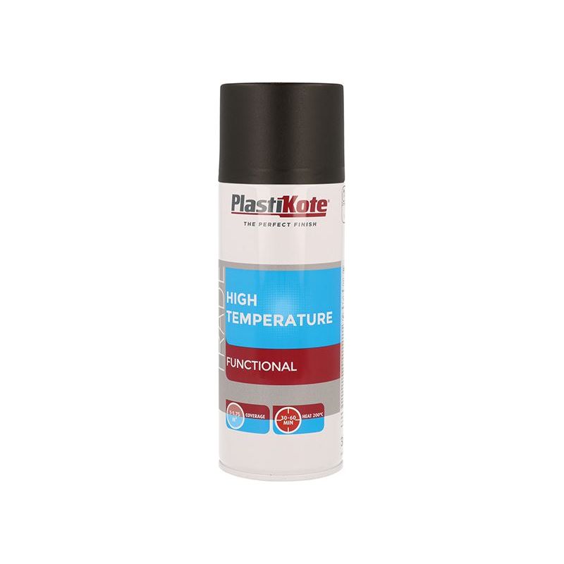 Plastikote Trade High Temperature Spray Paint Black 400ml PlastiKote - RockBottom Nothampton