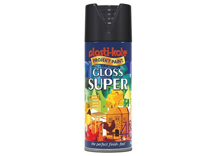Plastikote Gloss Super Spray Black 400ml PlastiKote - RockBottom Nothampton